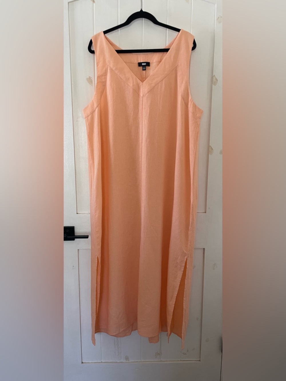 DKNY Women’s Sleeveless Linen Viscose Dress Peach Salmon Sz Plus XXL  Maxi - Picture 2 of 7